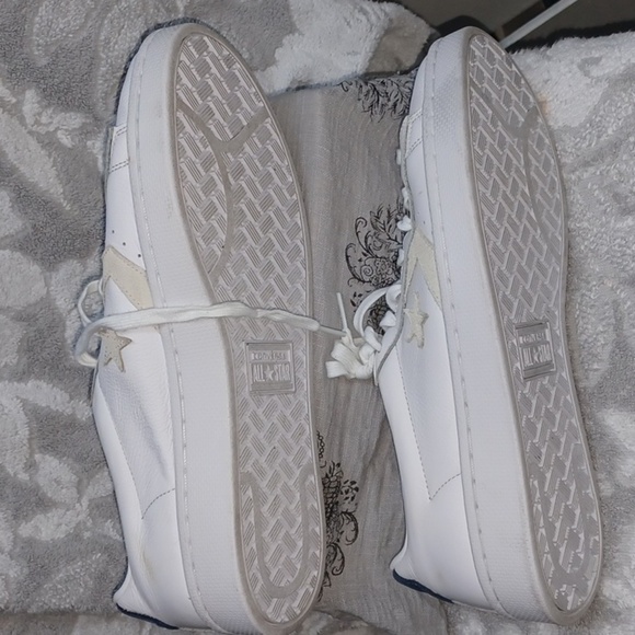 White and Coverse Gold Star Sneakers - Picture 9 of 11